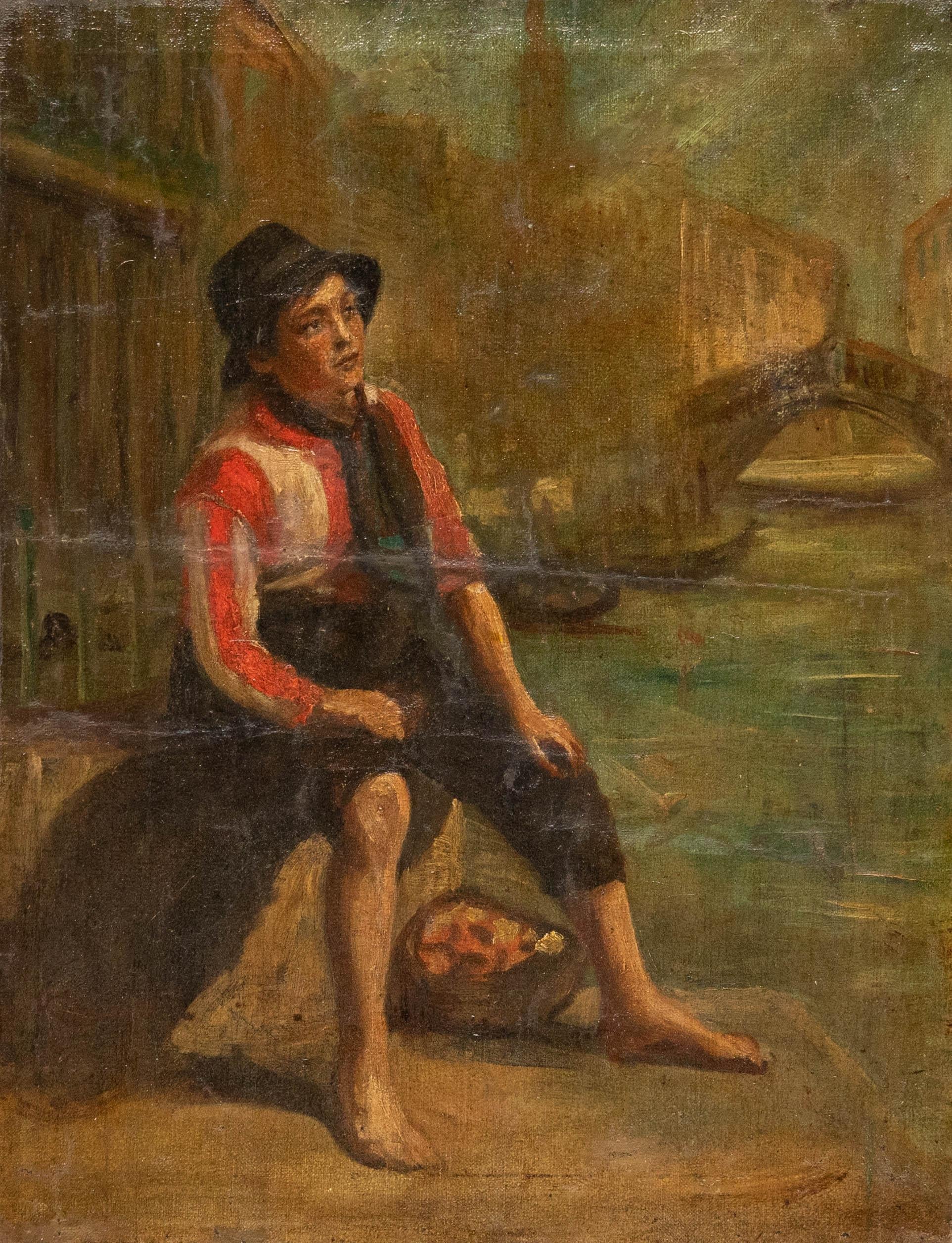 Early 20th Century Oil - Venetian Boy - Painting by Unknown