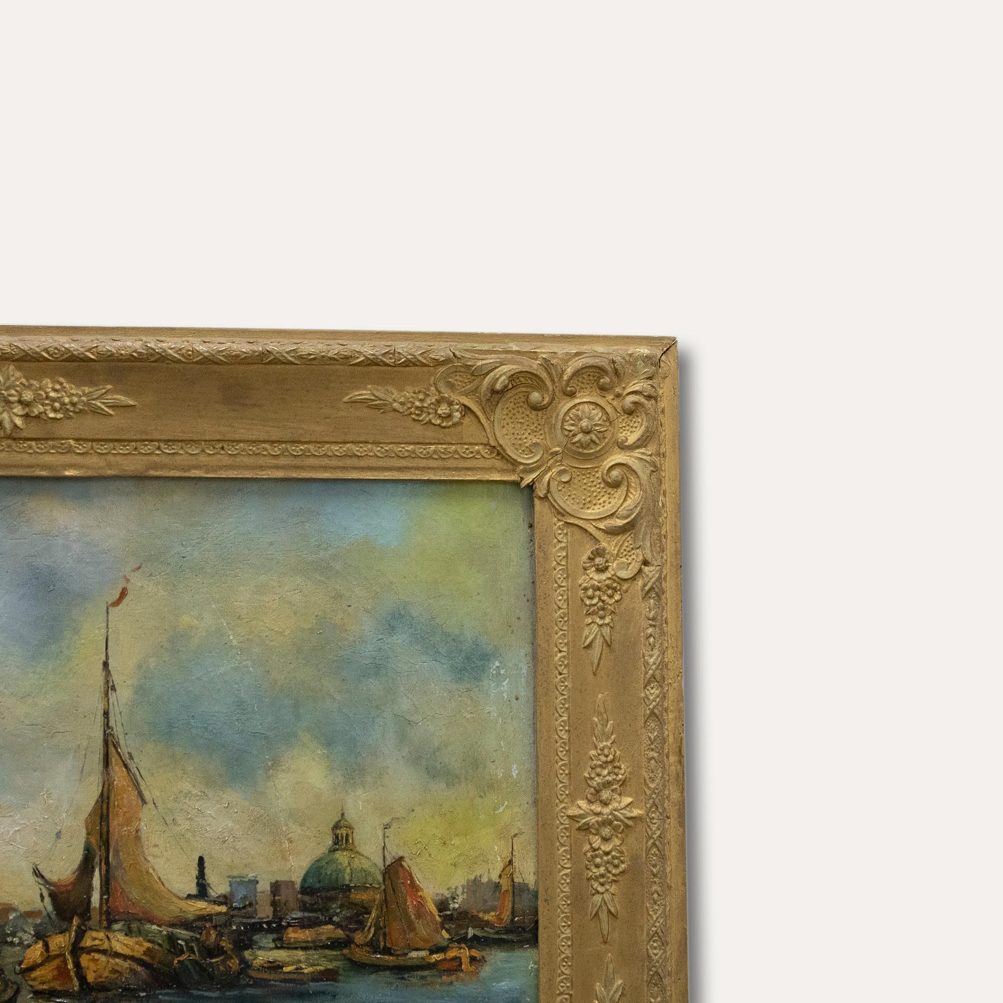 Early 20th Century Oil - Venetian Fishing Boats For Sale 2