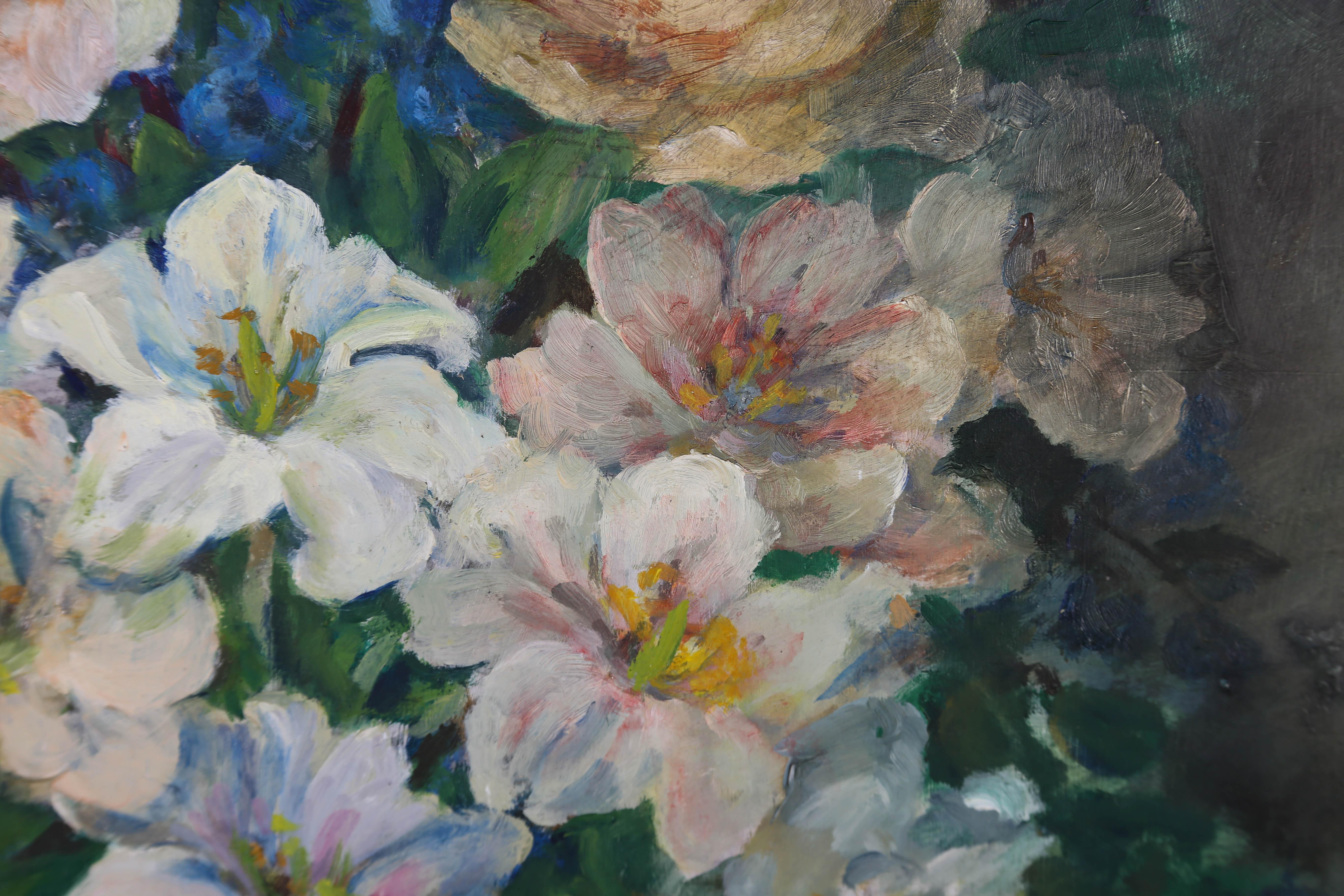 Early 20th Century Oil - Vibrant Flowers For Sale 1
