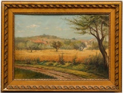 Huile du début du 20e siècle - Vue de The Olive Grove