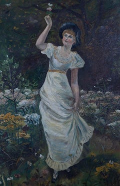 Early 20th Century Oil - Woman in a Garden