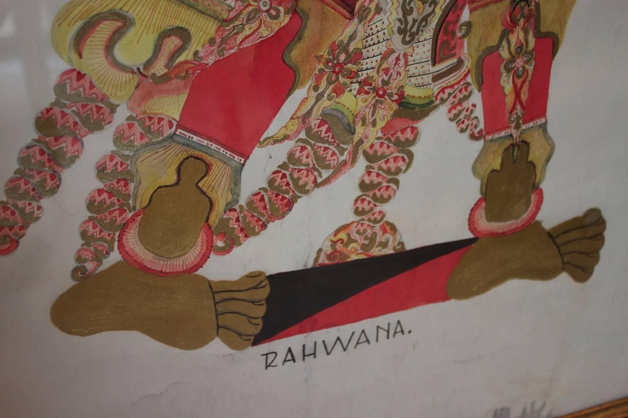 Early 20th Century Pair of Indonesian Paintings in Vintage Burl Wood Frames For Sale 2