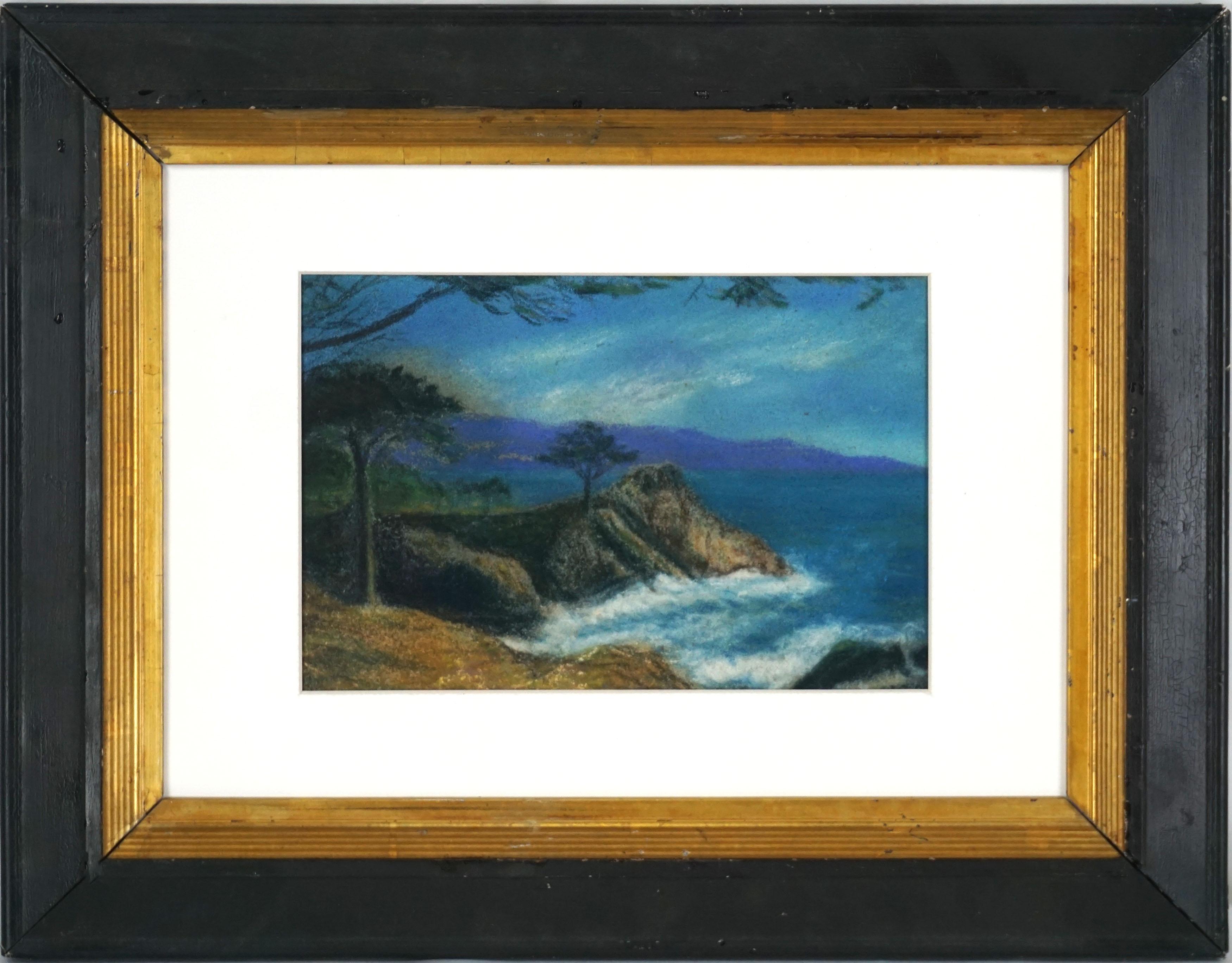 Early 20th Century Pebble Beach Landscape Pastel 