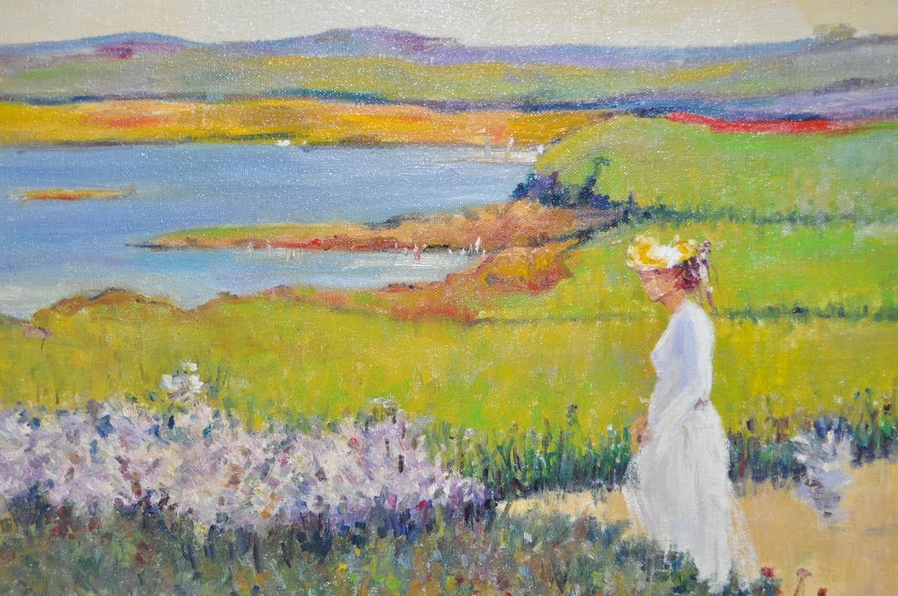 Early 20th Century Post Impressionist Flowering Coastal Landscape c.1908 - Post-Impressionist Painting by Unknown