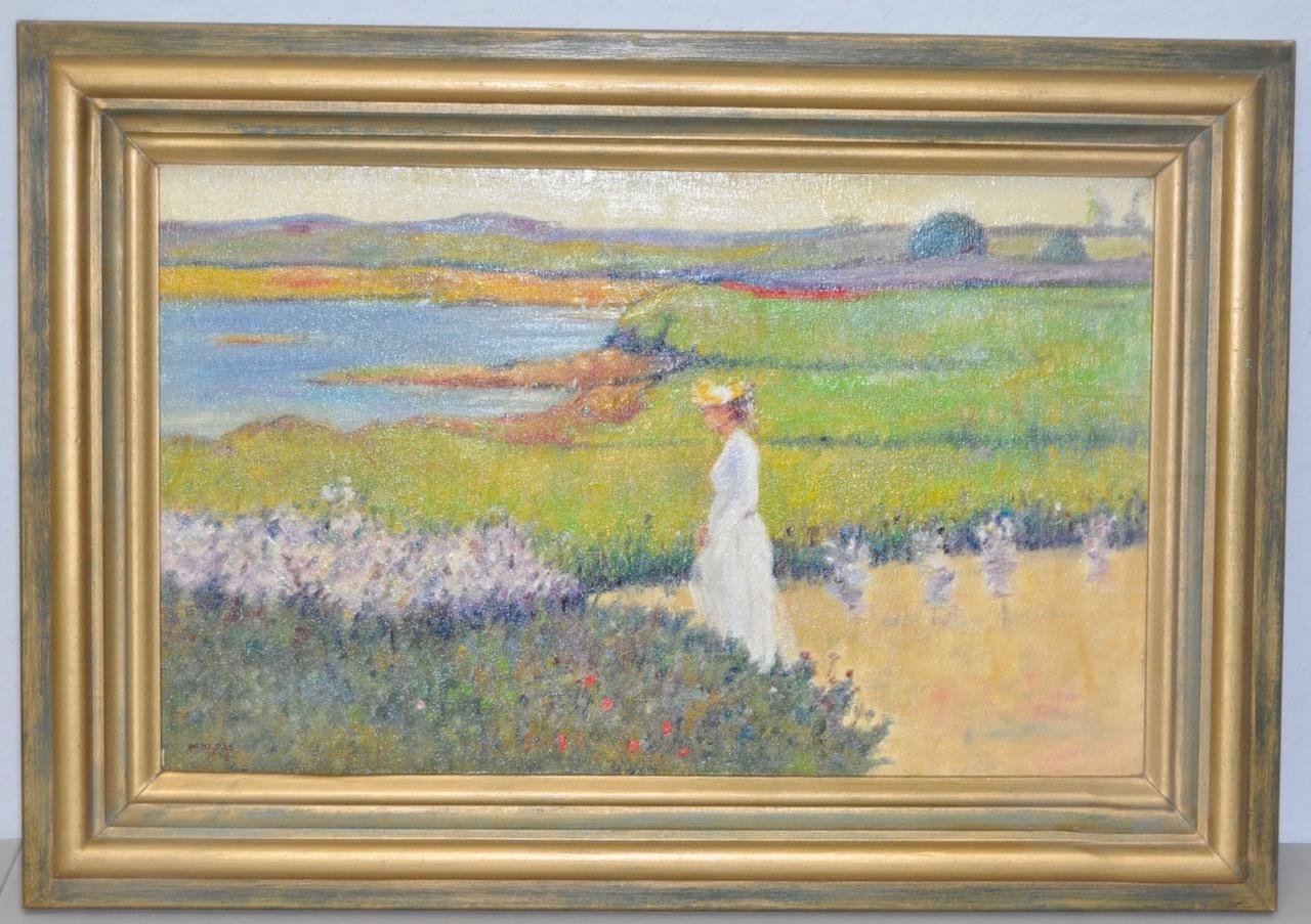 Early 20th Century Post Impressionist Flowering Coastal Landscape c.1908 - Painting by Unknown