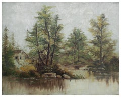 Early 20th Century Quiet Cabin by the Lake Landscape