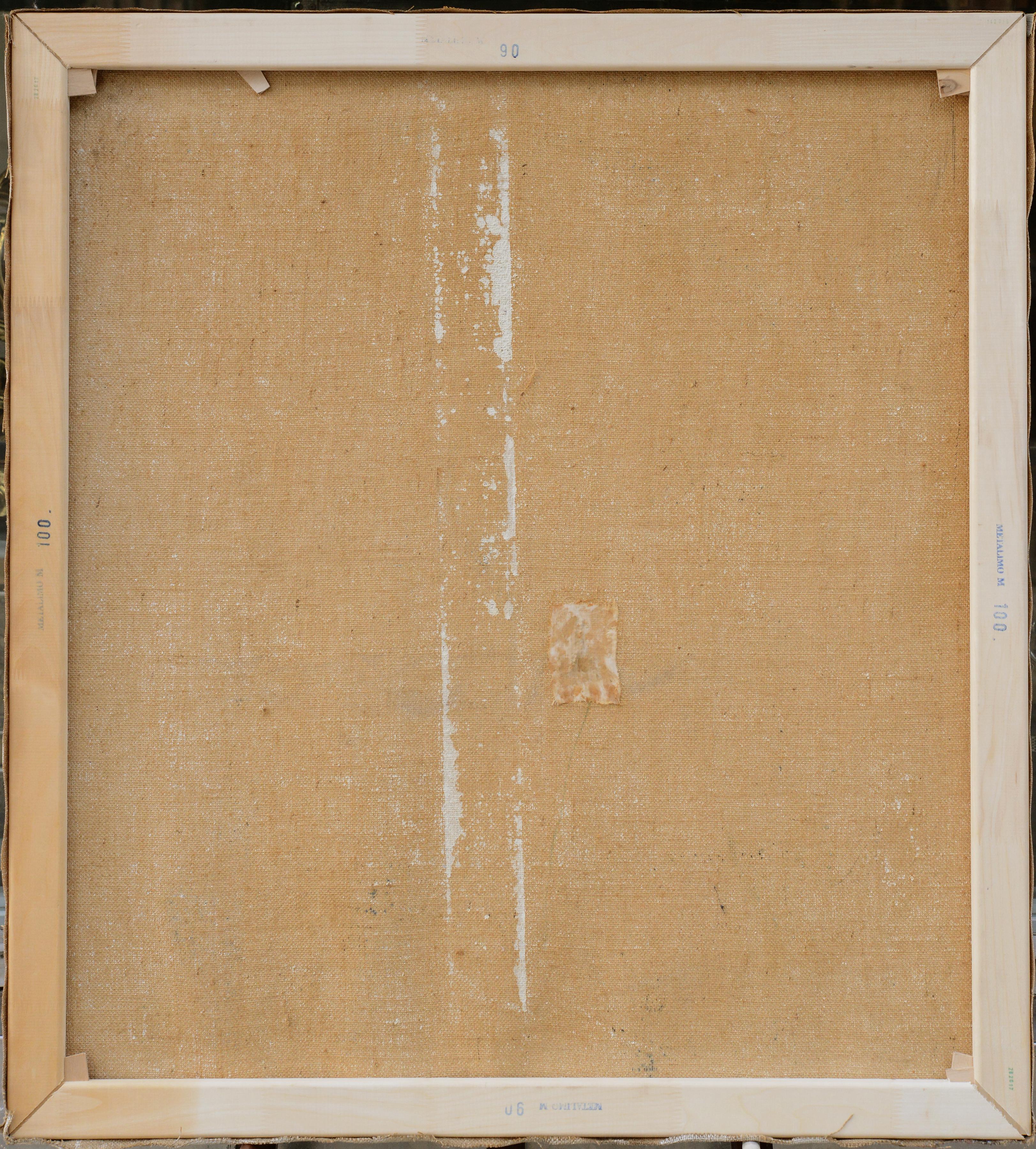 Early 20th Century Russian Cubist Style Large Oil Painting Farmers Scene For Sale 5