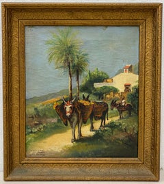 Antique Early 20th Century "San Luis Potosi, Mexico" Original Oil Painting C.1900