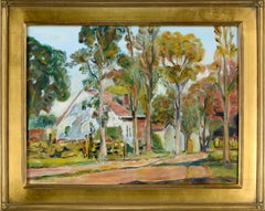 Early 20th Century Street with Trees & Houses, Fauvist Figurative Landscape 