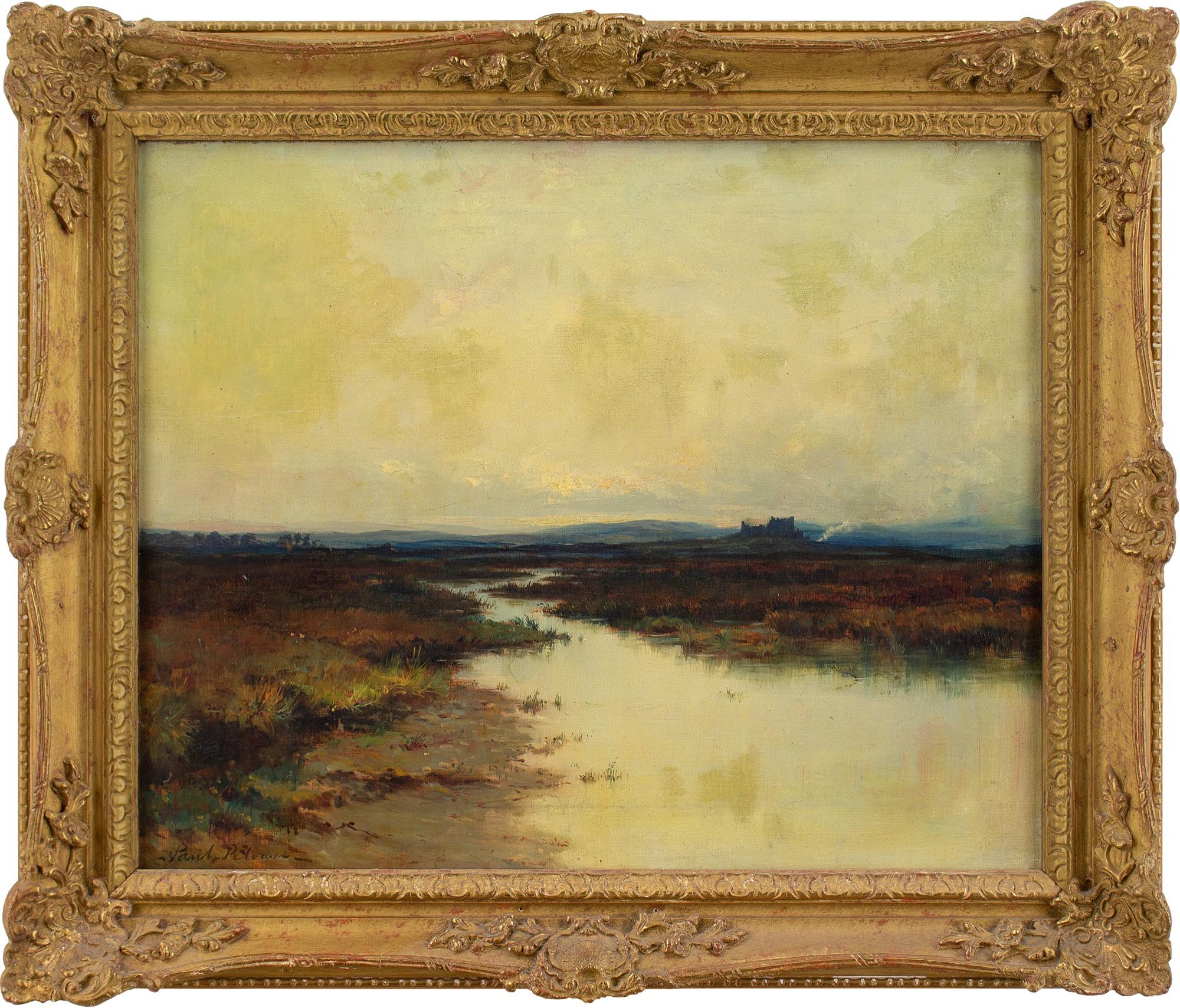 Unknown Landscape Painting - Early 20th-Century Tonalist School, Landscape With Ruins, Oil Painting 