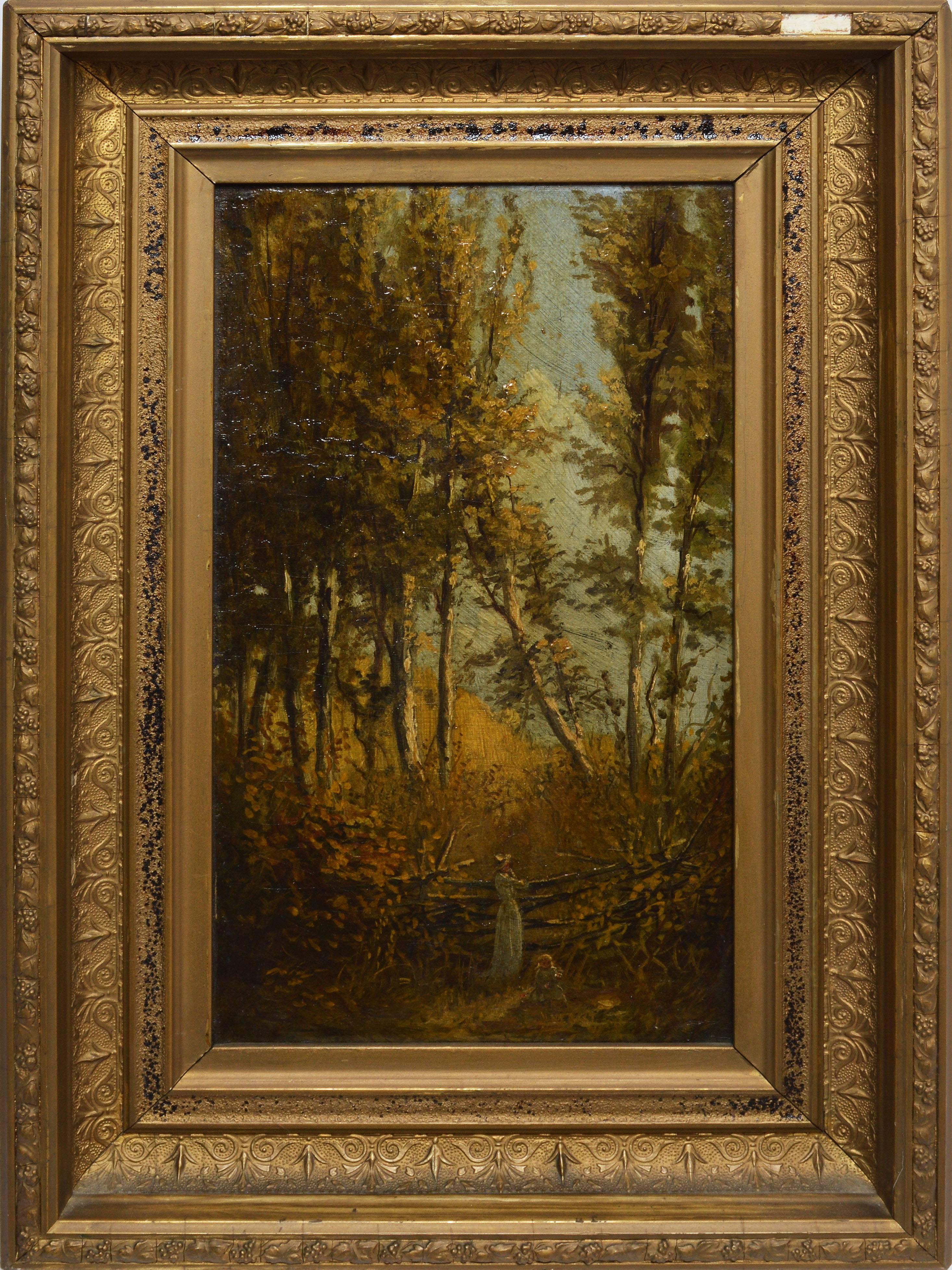 Unknown Landscape Painting - Early American Landscape with Figures