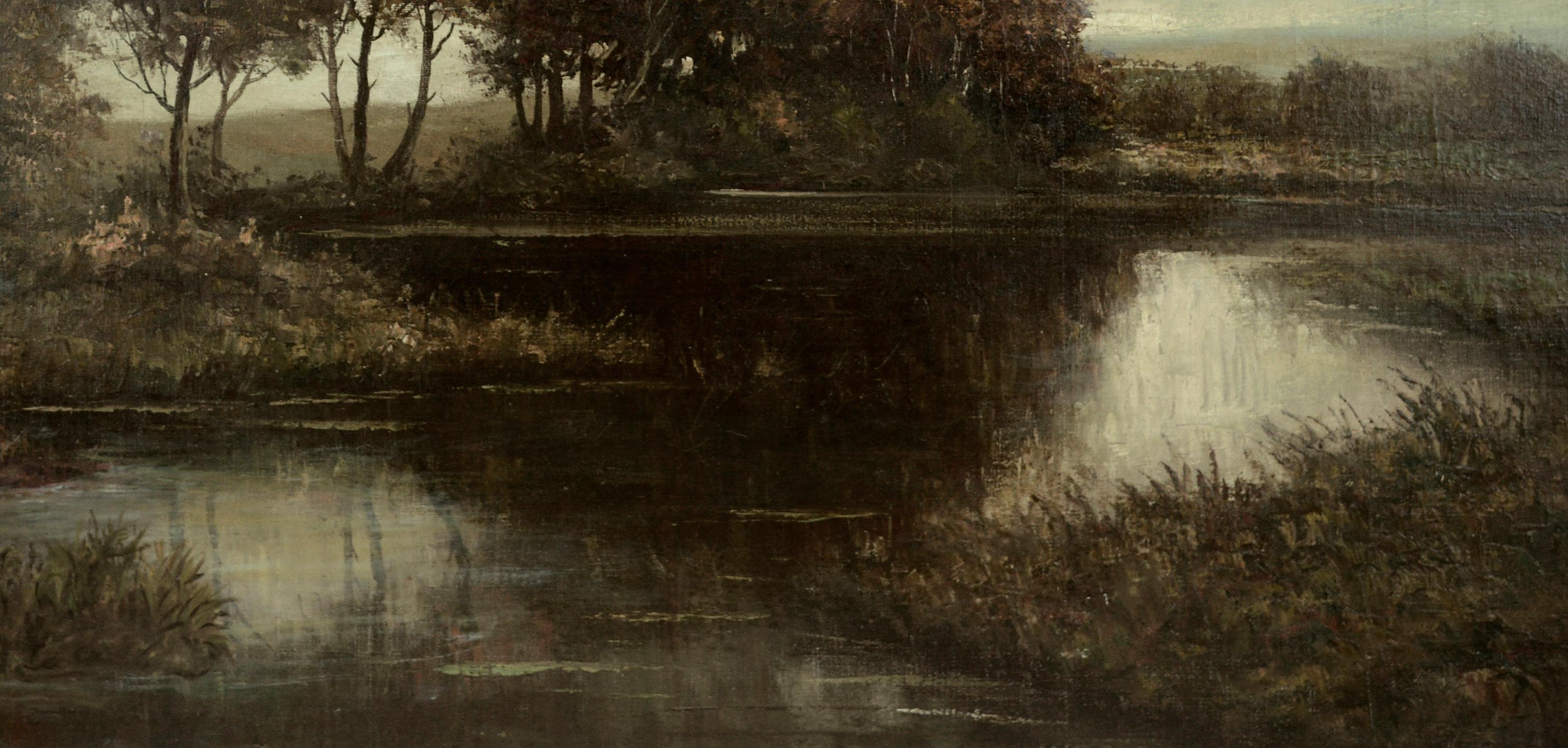 Pittura tonalista californiana di un lago che guarda verso il monte Tamalpais 1900 - Painting Tonalismo di Unknown