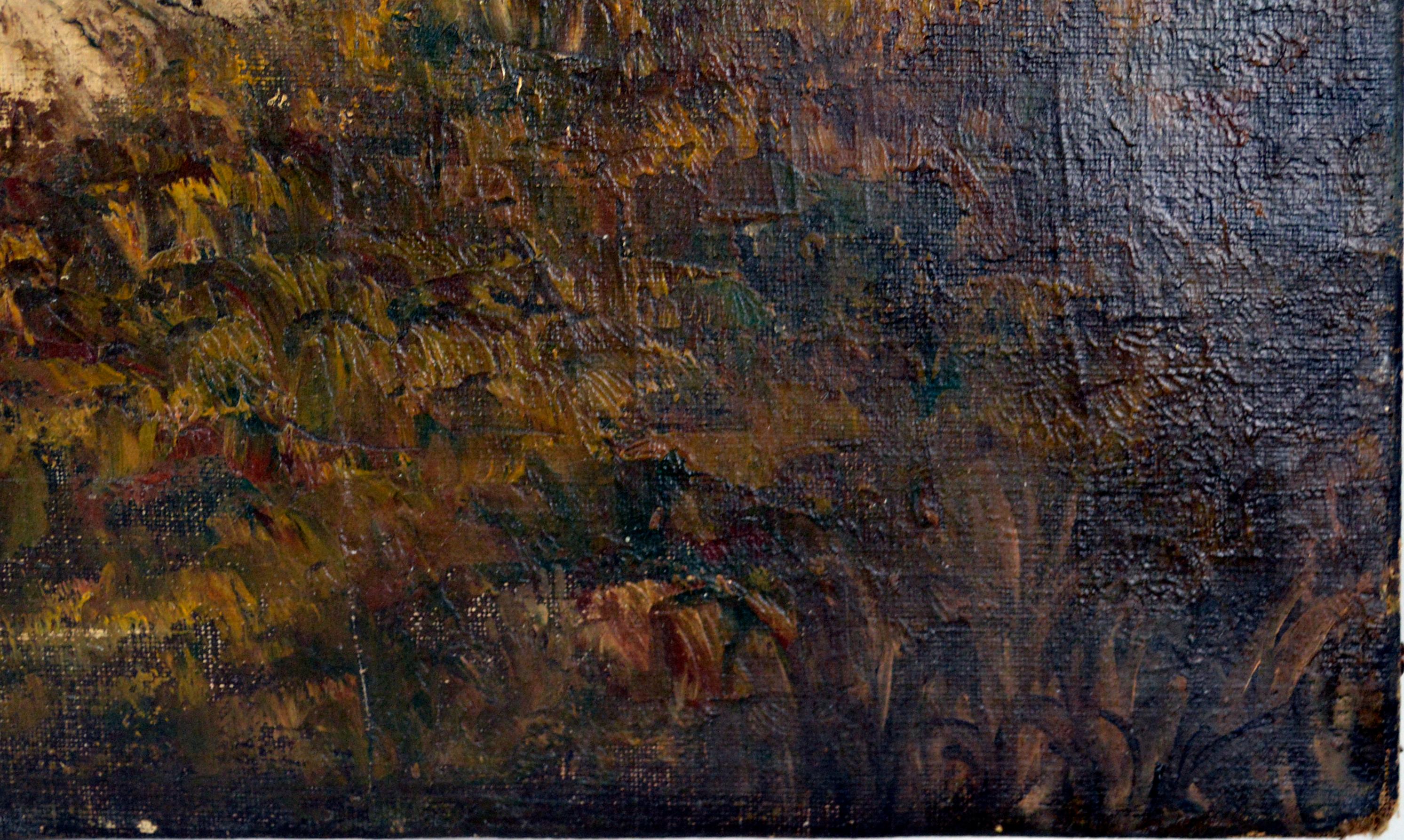 Pittura tonalista californiana di un lago che guarda verso il monte Tamalpais 1900 1