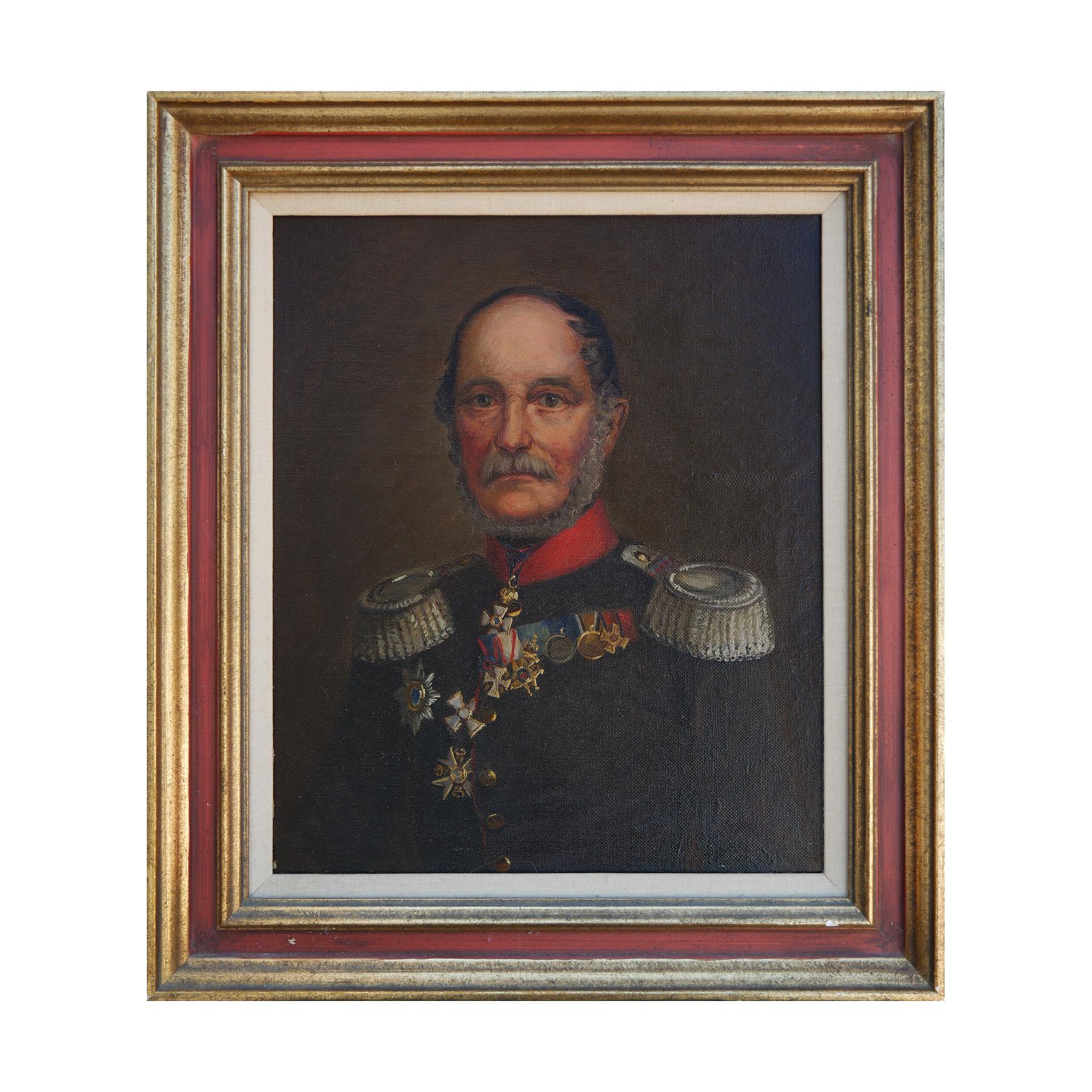Ritratto militare realistico di un uomo (Johann Ludwig-Mosley) - Painting di Unknown