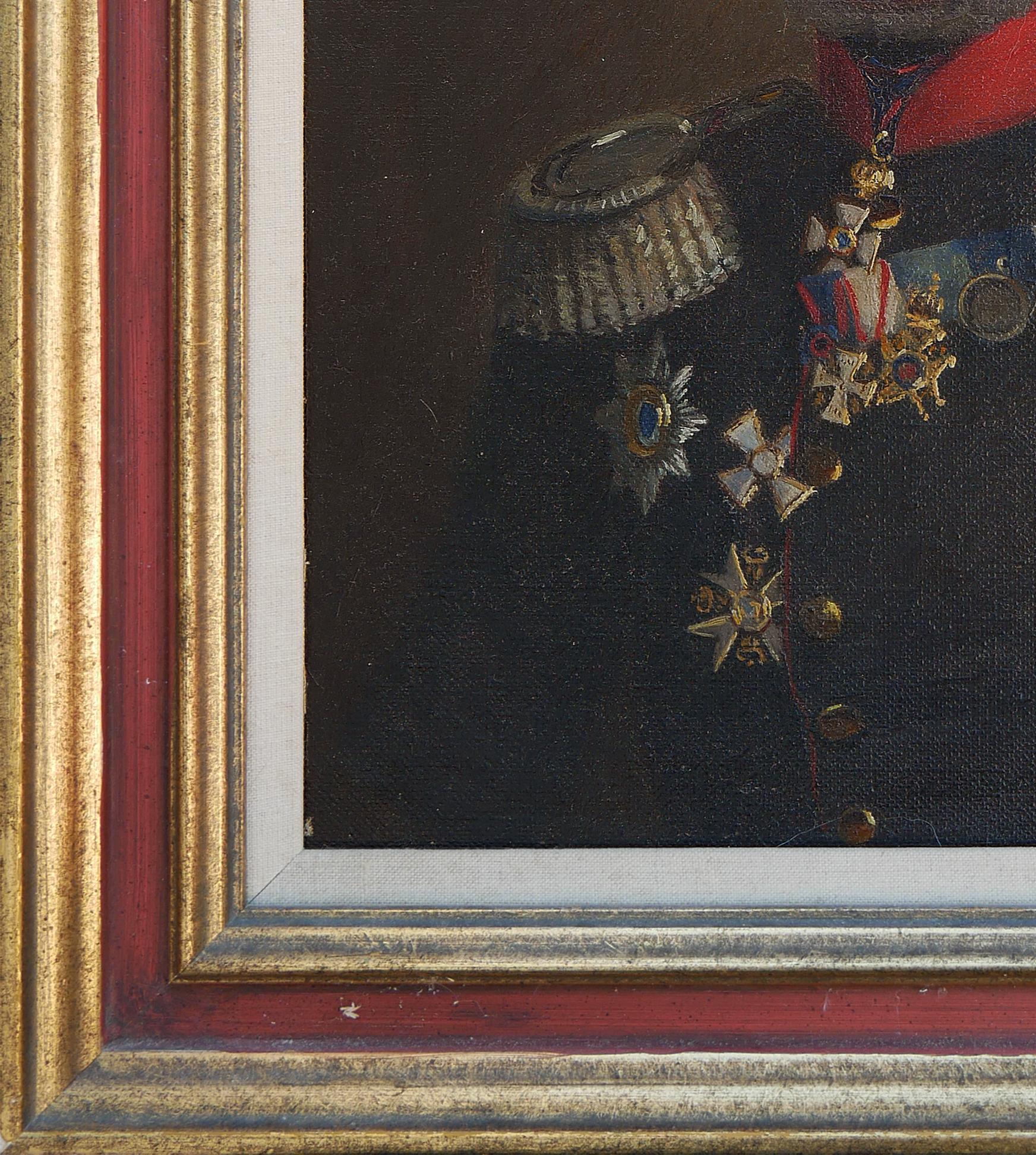 Ritratto realistico di Johann Ludwig-Mosley che indossa le sue varie onorificenze militari. Il retro contiene ulteriori documenti sulla vita e sul servizio dell'uomo. Attualmente è appeso in una cornice dorata e rossa con una stuoia di