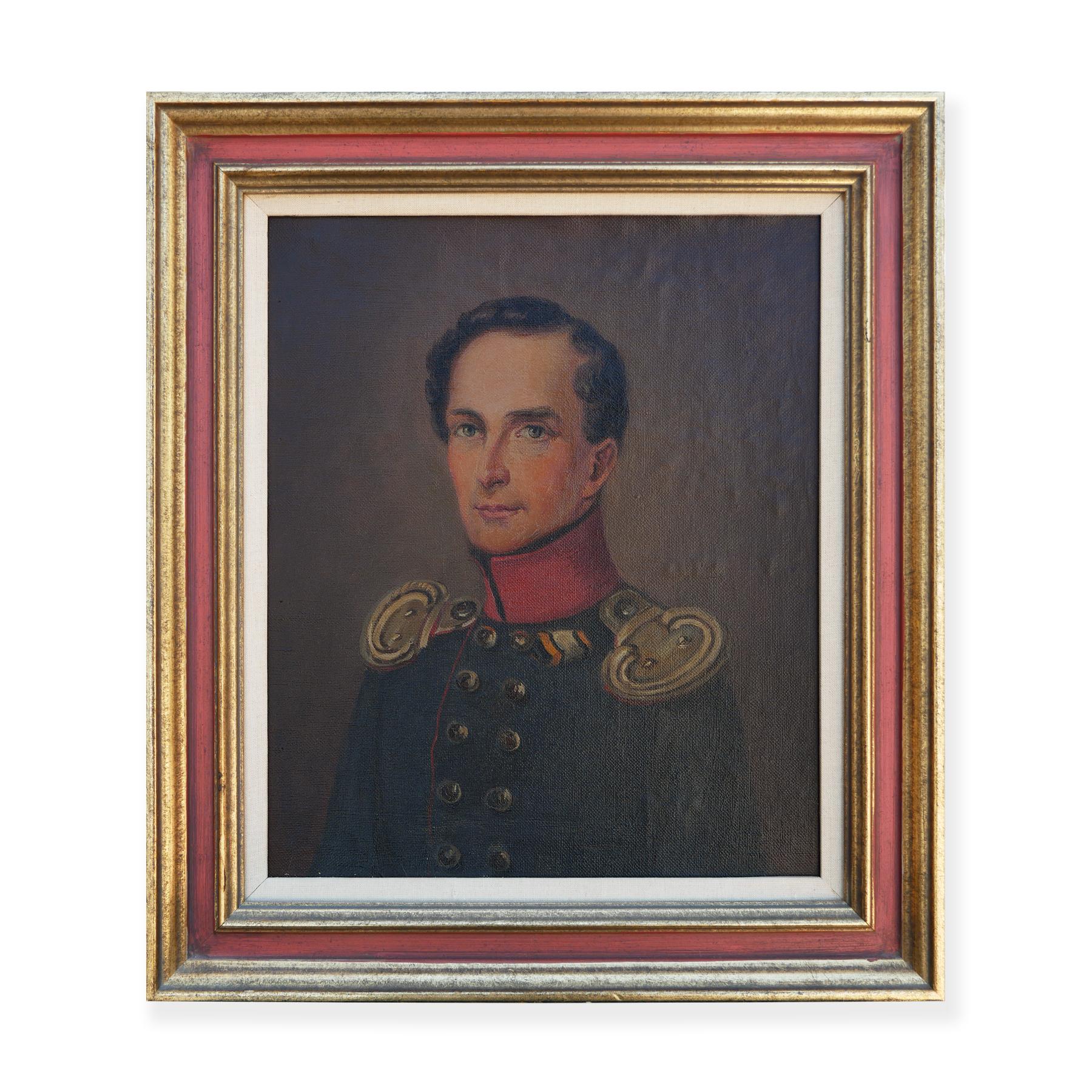 Ritratto militare realistico di giovane uomo (Georg Friedrich) - Painting di Unknown