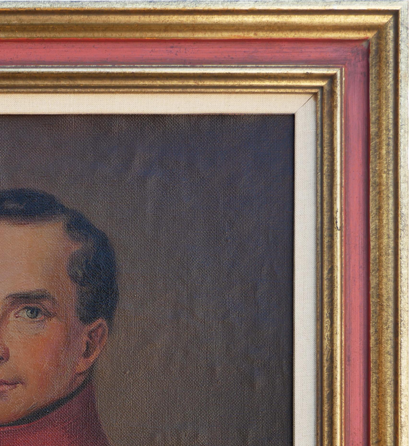 Ritratto militare realistico di giovane uomo (Georg Friedrich) - Figurative Painting Nero di Unknown