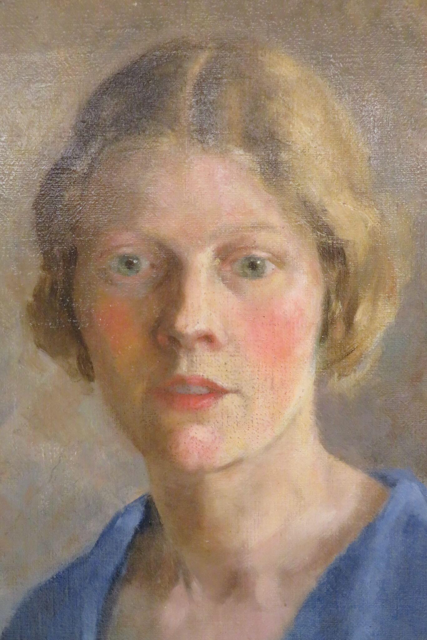 Peinture à l'huile de l'école anglaise du début et du milieu du 20e siècle - Portrait d'une femme assise - Art déco Painting par Unknown
