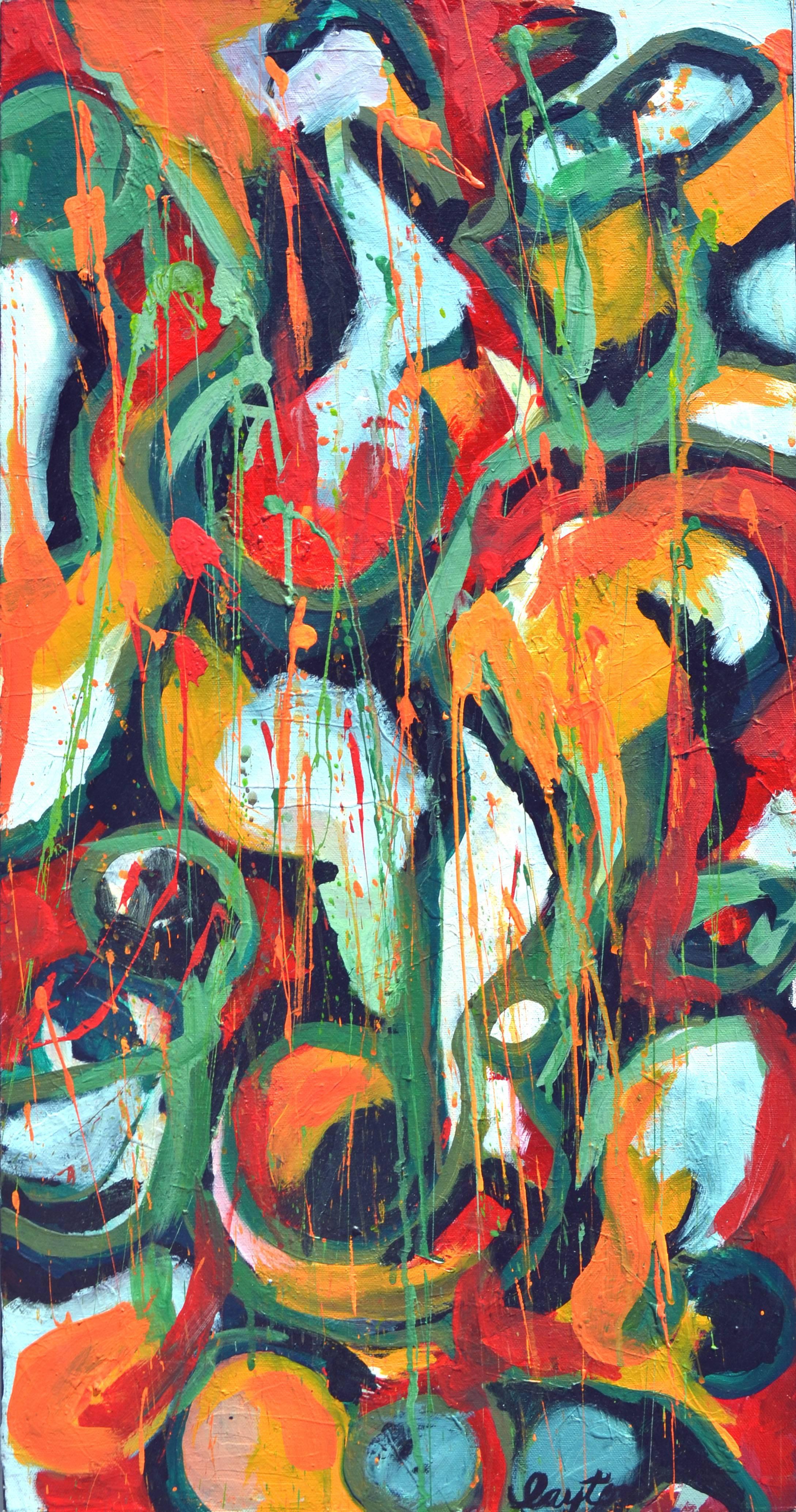 Unknown Figurative Painting - Early Morning - Vibrant Abstract Expressionist Painting, Signed Layton