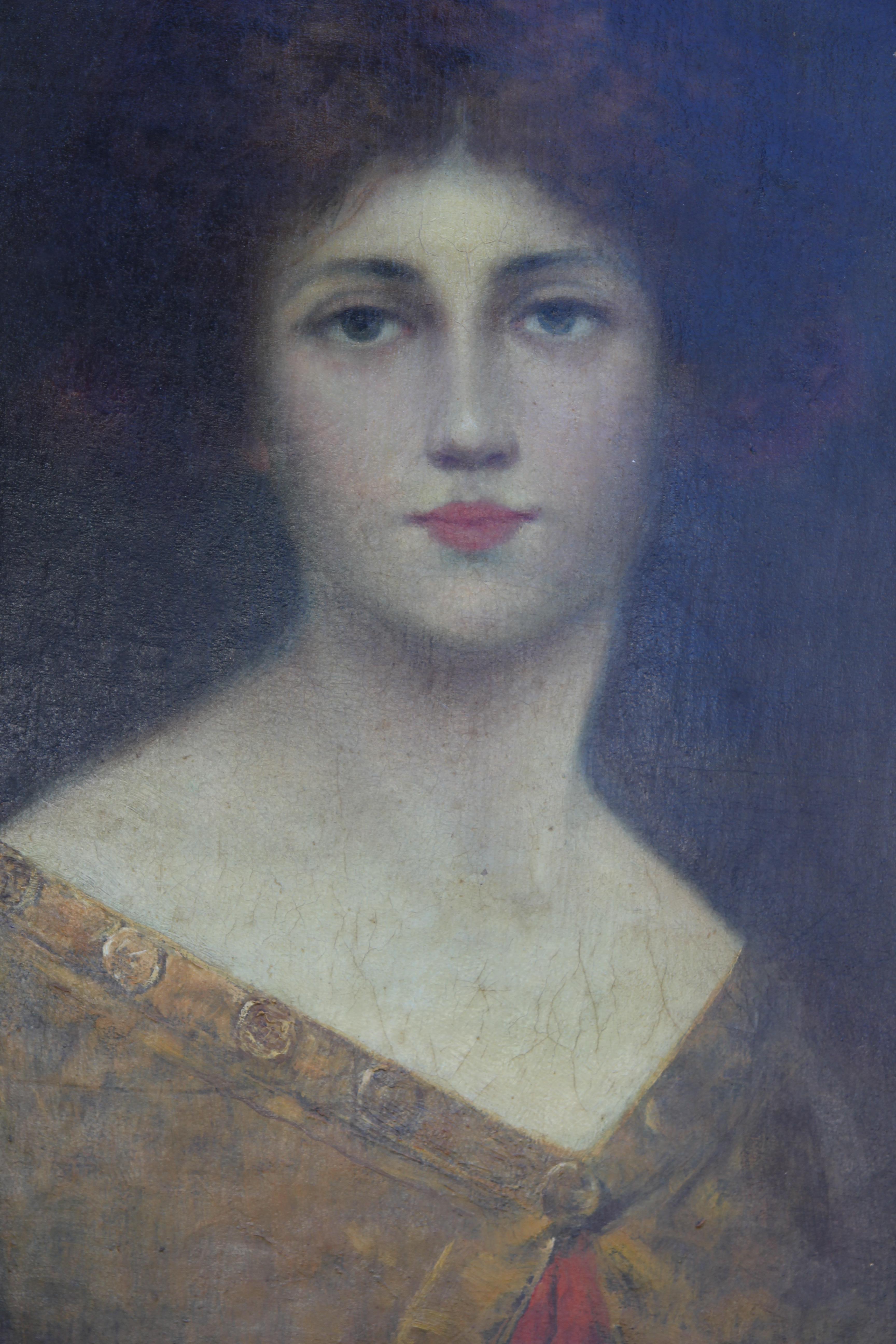 Portrait précoce d'une jeune femme - Painting de Unknown