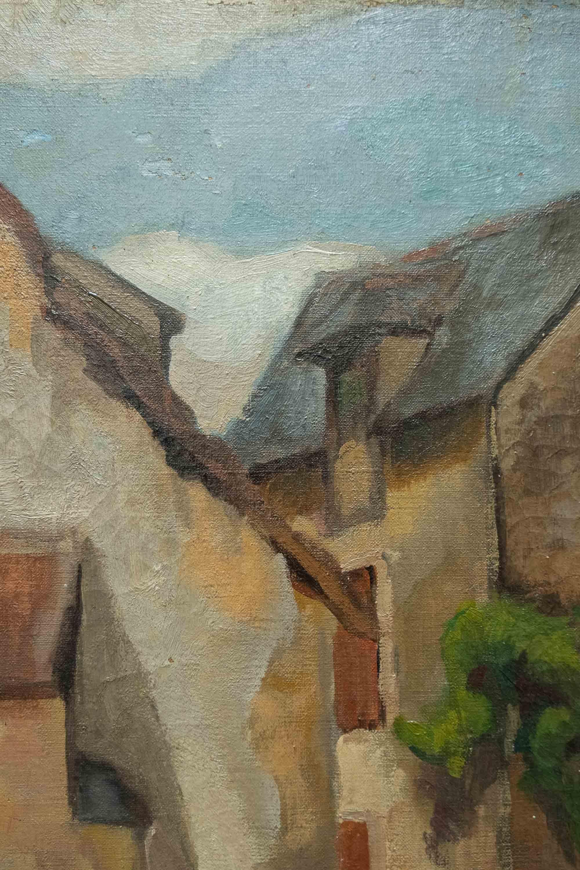 Französischer Post-Impressionismus des frühen 20. Dorf mit Bauern und Trauben. im Angebot 1