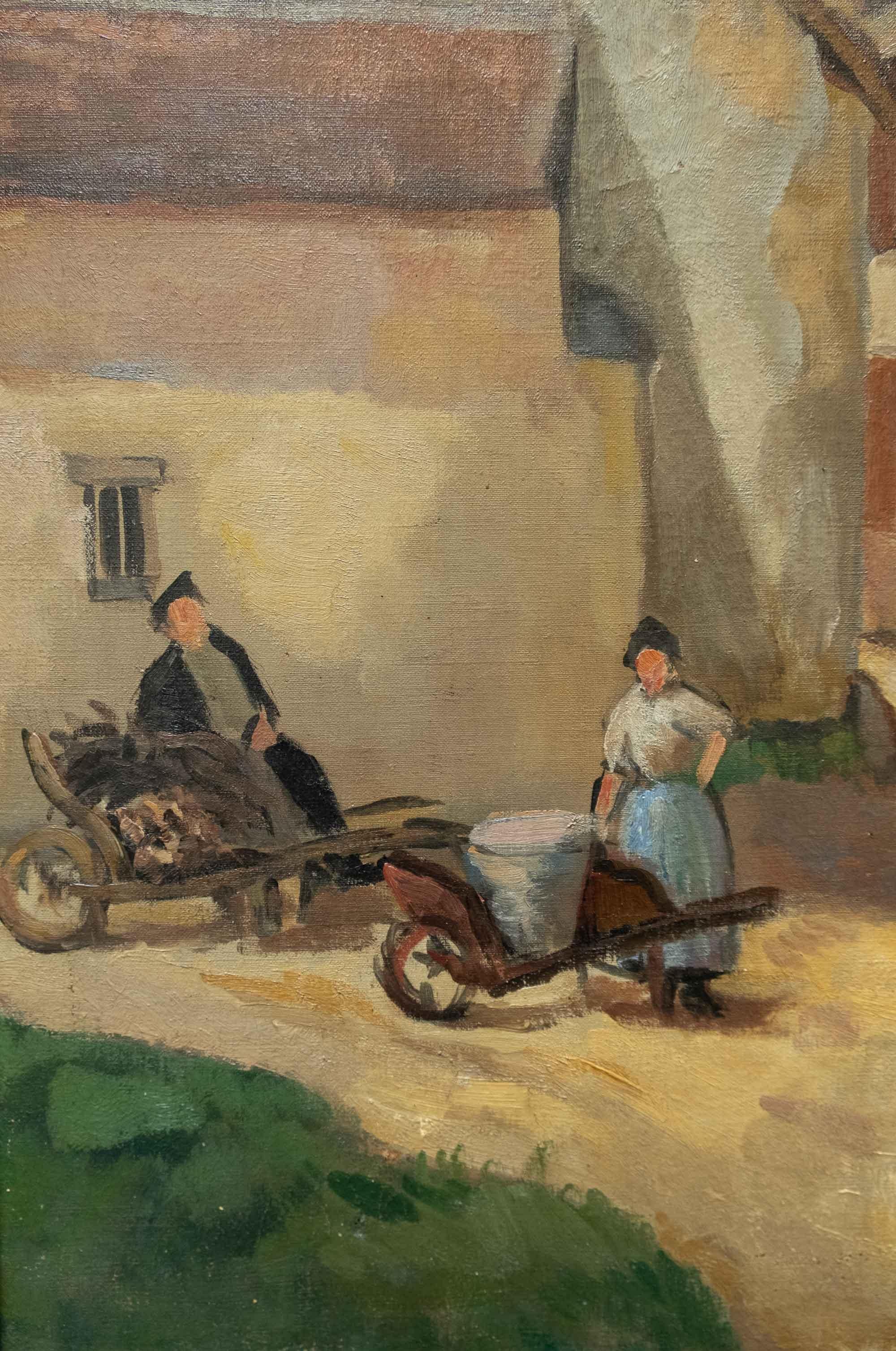 Französischer Post-Impressionismus des frühen 20. Dorf mit Bauern und Trauben. im Angebot 2