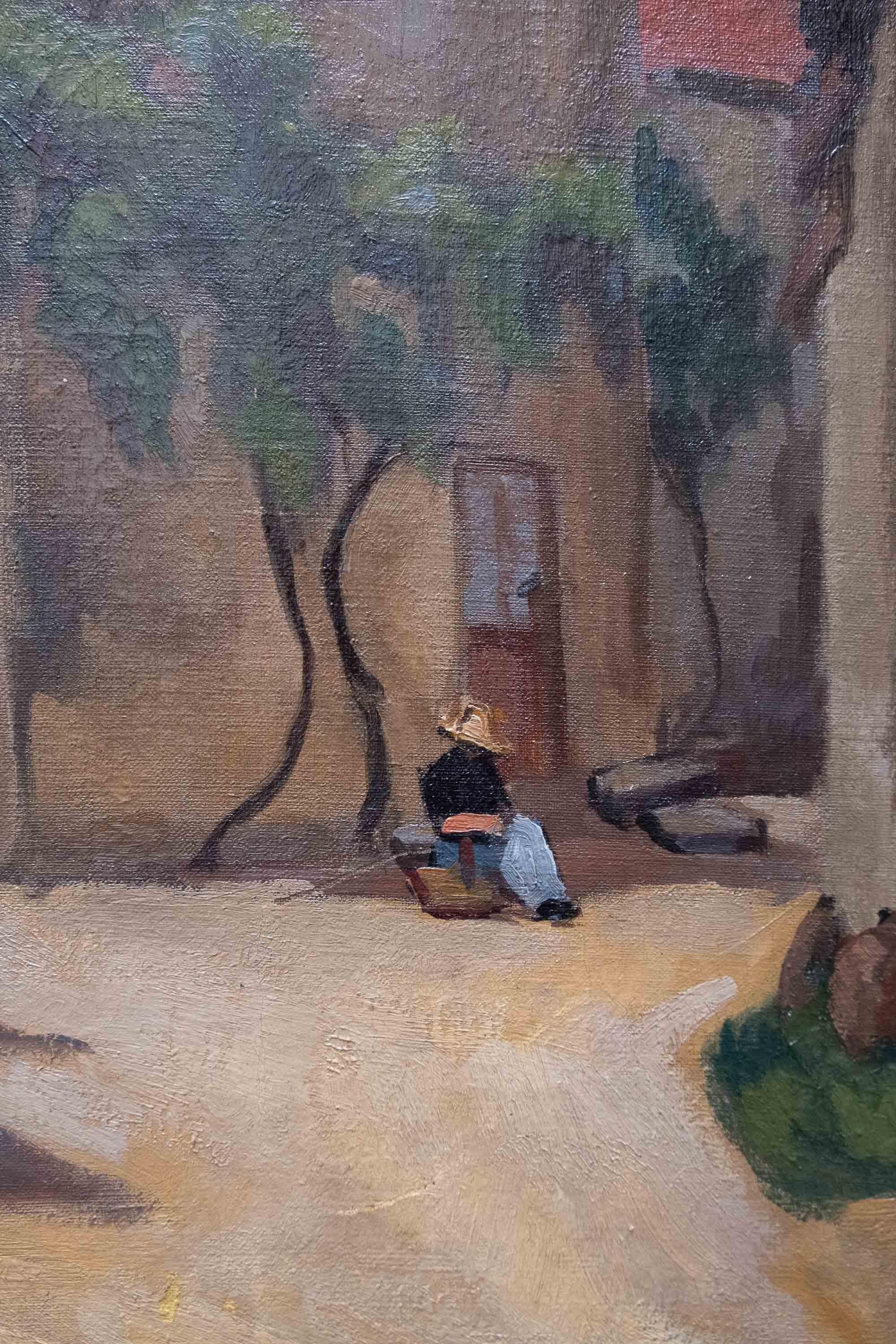 Französischer Post-Impressionismus des frühen 20. Dorf mit Bauern und Trauben. im Angebot 3