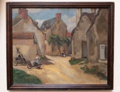 Early XXcent French Post - Impressionism. Village With Peasants And Grapes.