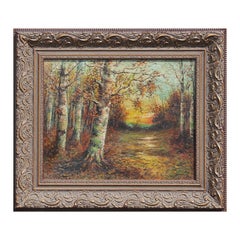 Earth Toned Autumn Forest Landscape Painting