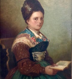 Retrato manierista de Europa del Este, mujer con traje tradicional