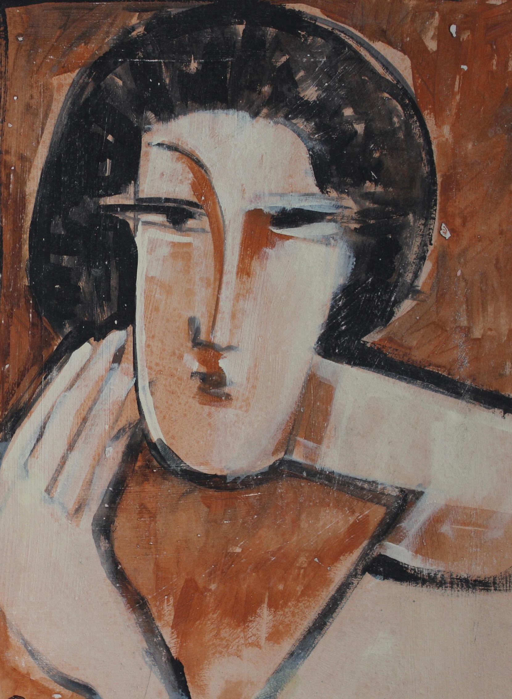 Echoes of the Atelier I - Brown Portrait Painting by Unknown
