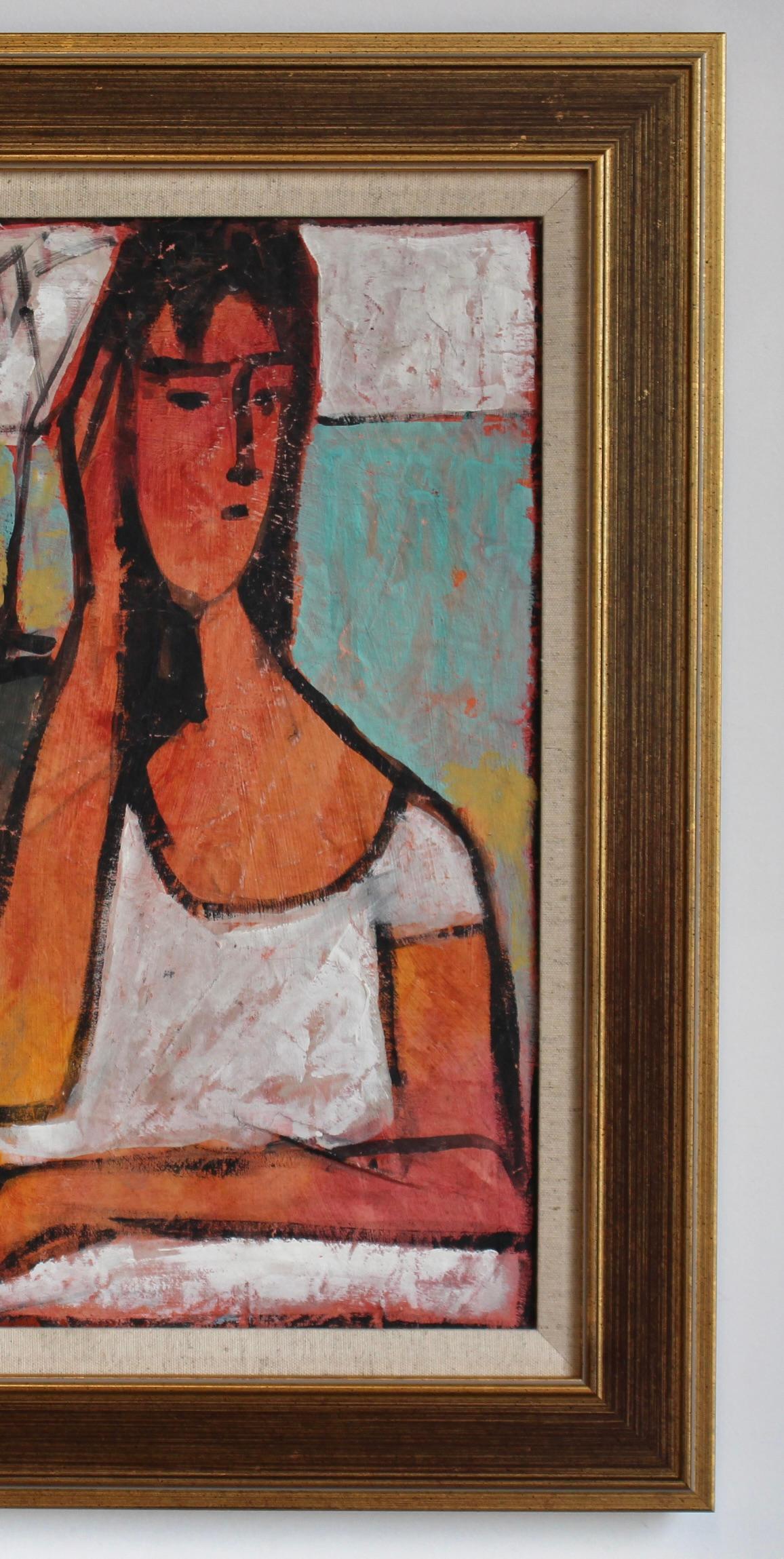Echoes of the Atelier XI (circa 1980s-90s) - Brown Portrait Painting by Unknown