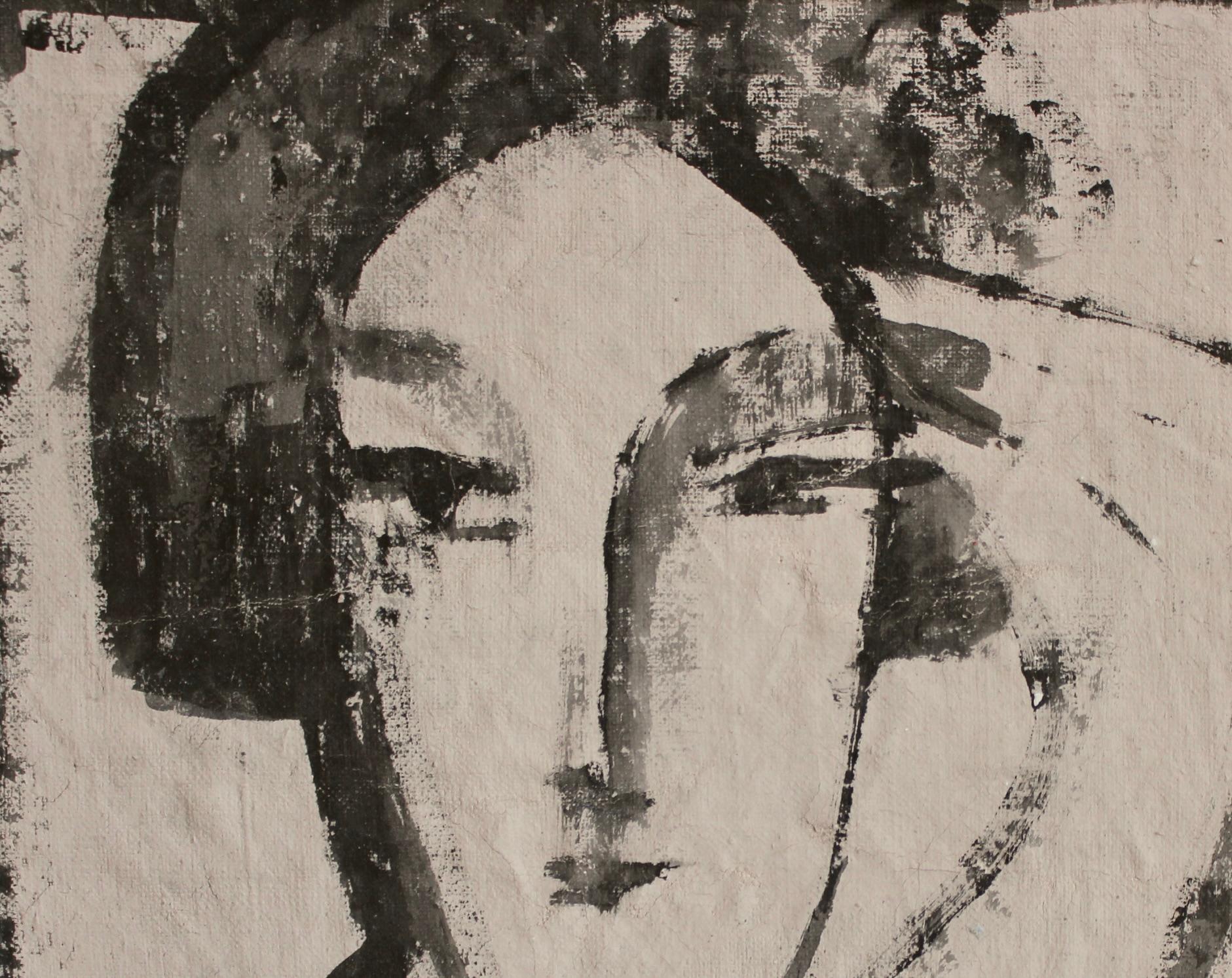 Echoes of the Atelier XVI - Brown Portrait Painting by Unknown