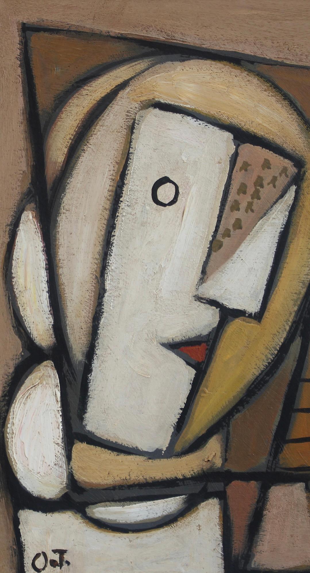 Echoes of the Avant-Garde: Mid-Century Visions XII (circa 1970s) - Brown Portrait Painting by Unknown