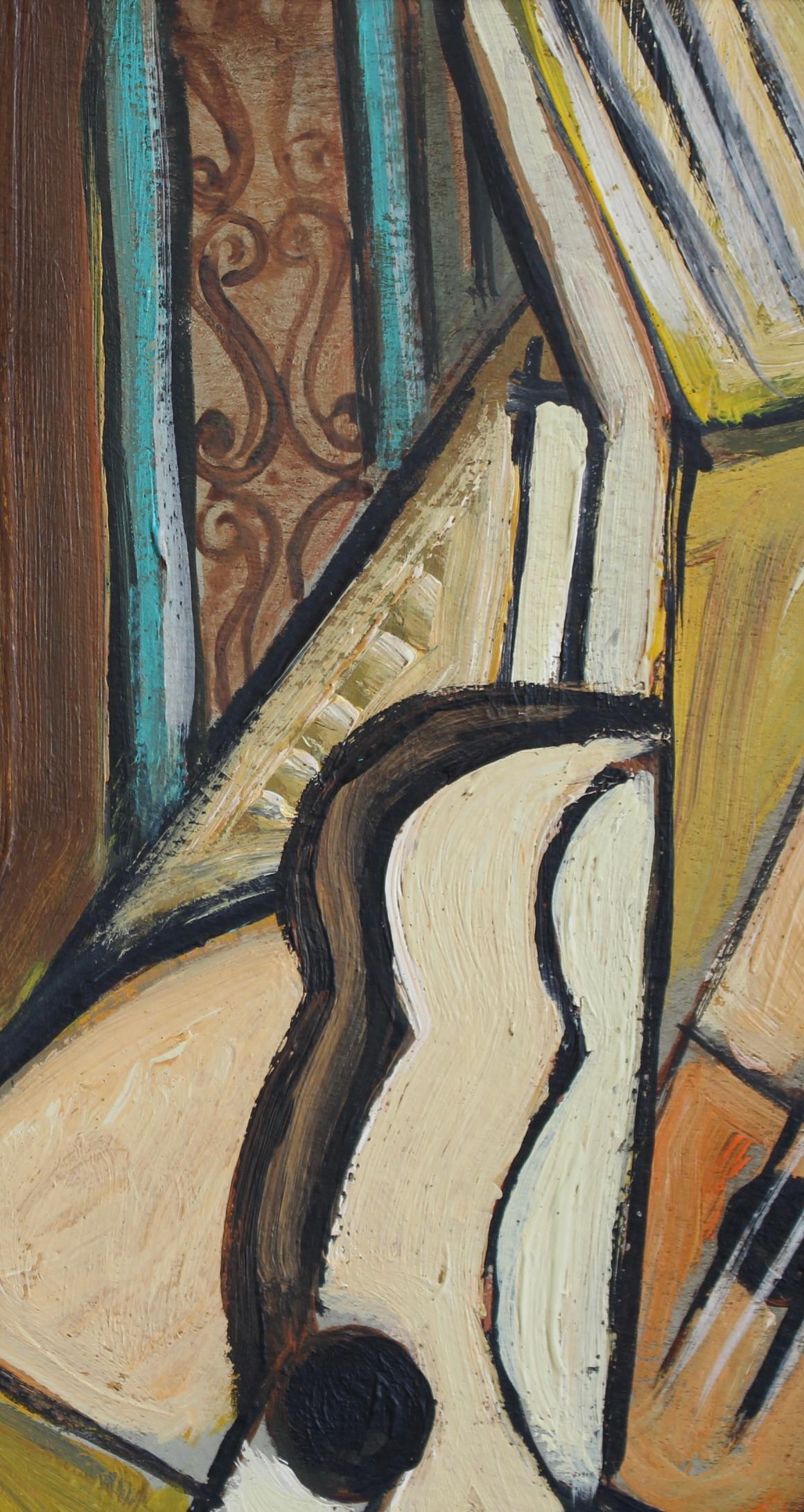 Echoes of the Avant-Garde: Mid-Century Visions XIV - Cubist Painting by Unknown