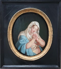 Ecole française du XVIIIe siècle Vierge Marie priante en prière peinture ovale
