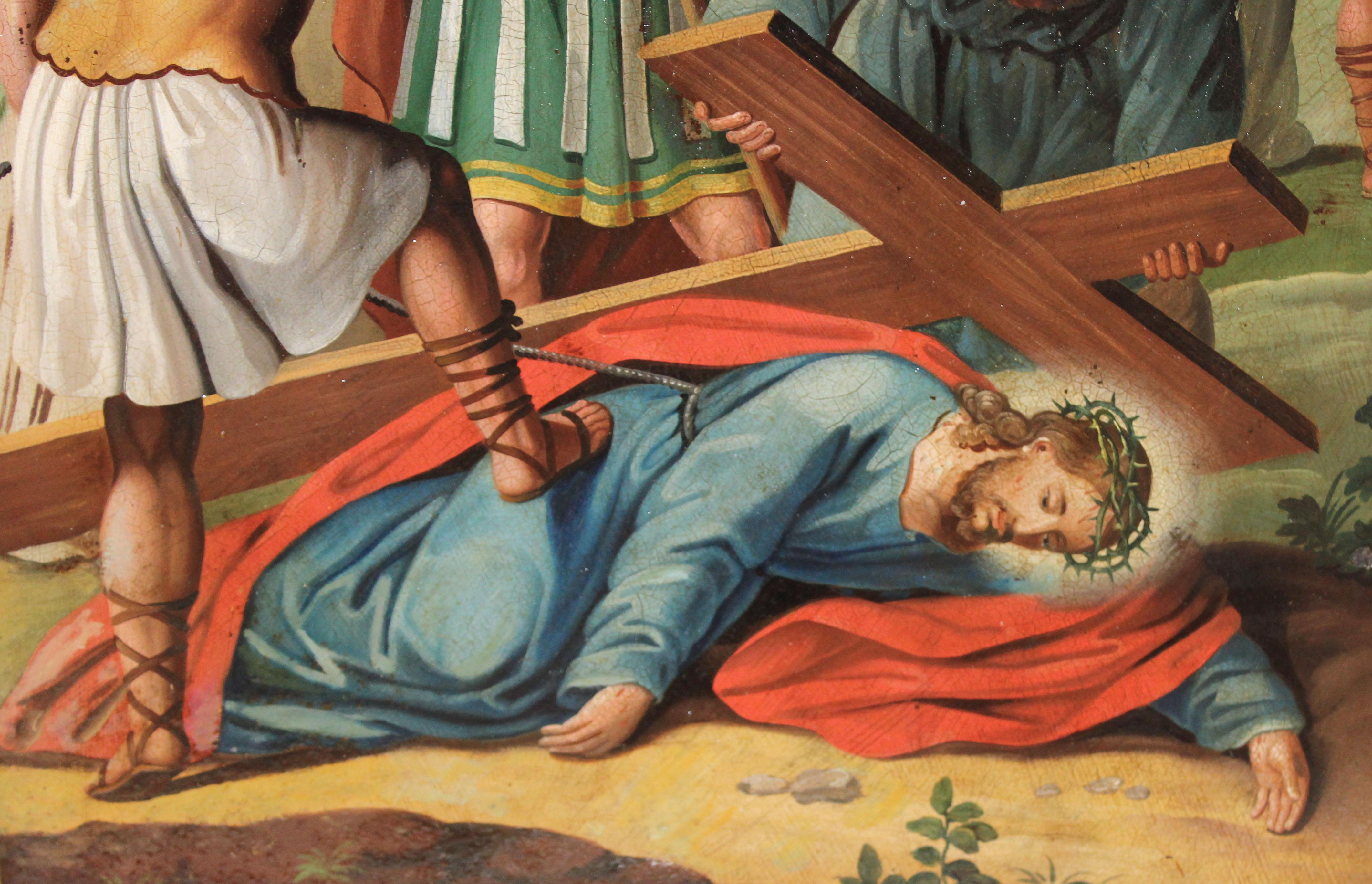 Ecole Italienne (XIX) - Scène biblique - Brown Figurative Painting by Unknown