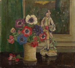 Edgar L. Pattison (1872-1950) - Oil, Anemone Flowers with Figurine