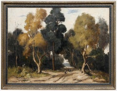 Edgar Oehlmeyer (1906-1967) - Olio incorniciato del 1960, Figure su un sentiero nel bosco