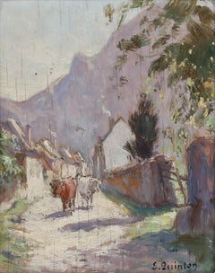 Edmond Quinton (1892-1969) - Early 20th Century Oil, Cattle on a Mountain Path