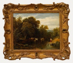Edmund Thornton Crawford RSA (1806-1885) - Framed Oil, Cattle in a River