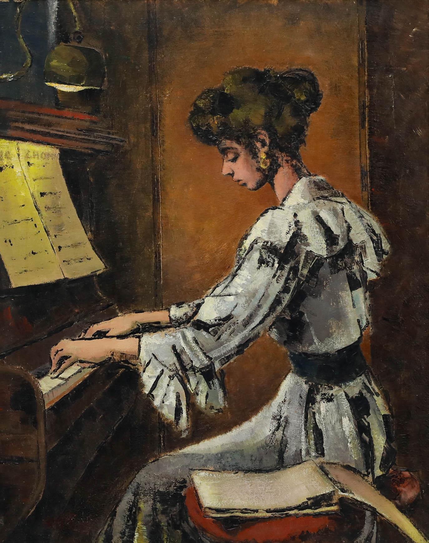 Edmund Xavier Kapp (1890-1978) - Huile encadrée du milieu du 20e siècle, Chopin - Painting de Unknown