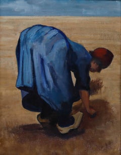 Edna Rushton after Van Gogh - 1983 Oil, Woman Gleaning