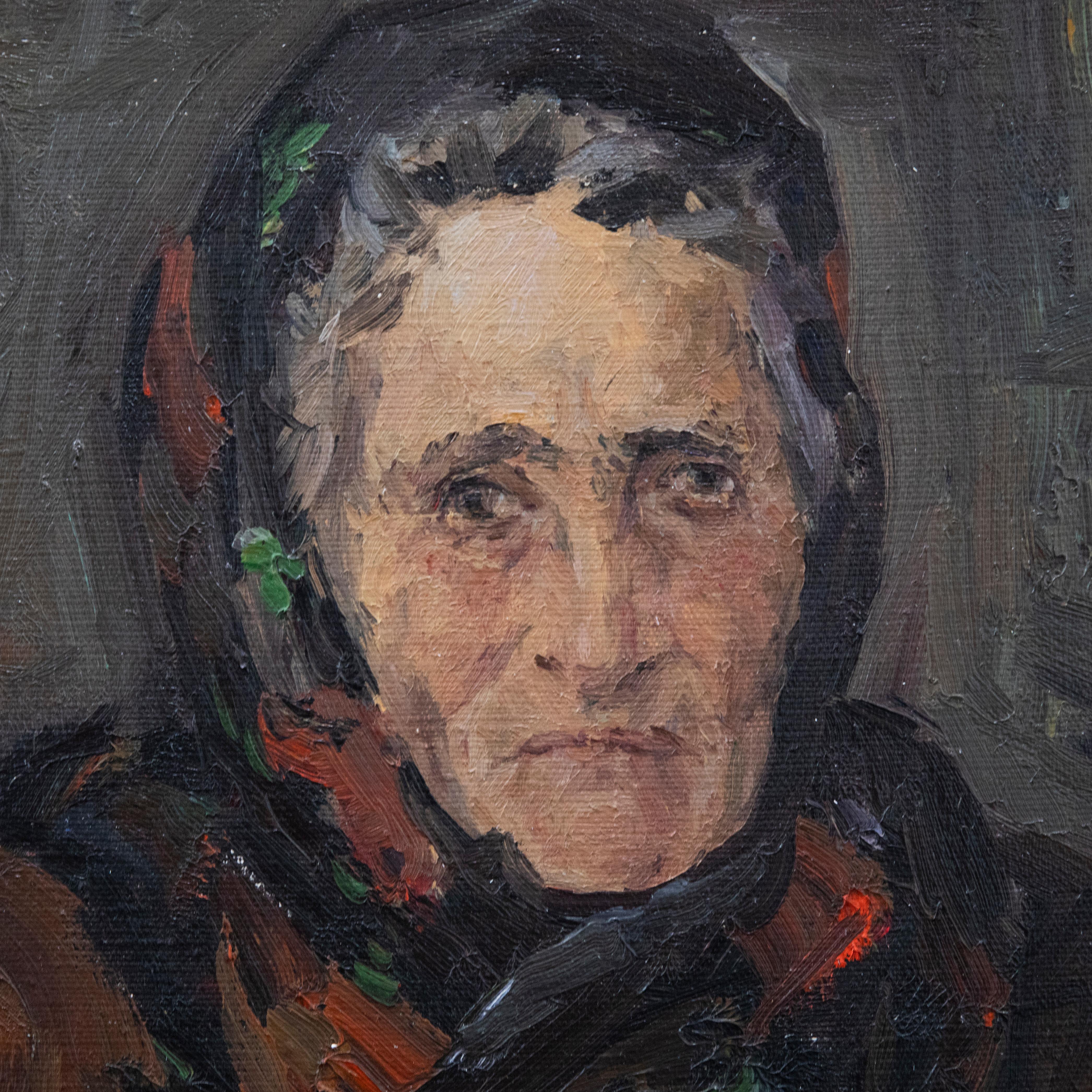 Edvard Sasun (b.1955) - Armenian School 20th Century Oil, Woman in a Headscarf For Sale 1