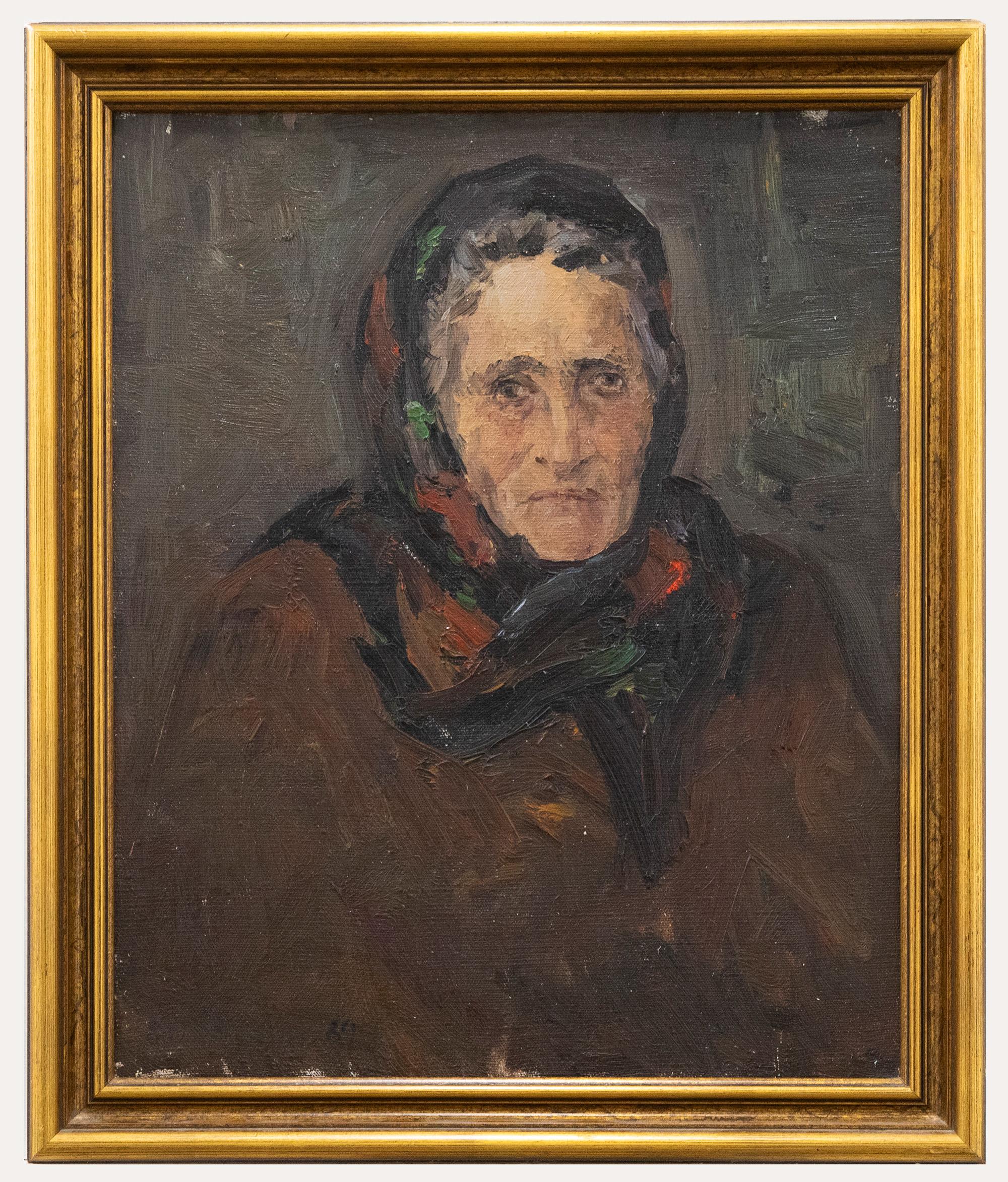 Unknown Portrait Painting - Edvard Sasun (b.1955) - Armenian School 20th Century Oil, Woman in a Headscarf
