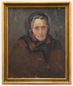 Edvard Sasun (né en 1955) - École arménienne 20e siècle, huile, femme dans un foulard