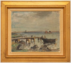 Edvin Lindhom Houge - Öl aus dem frühen 20. Jahrhundert, The Little Wooden Jetty