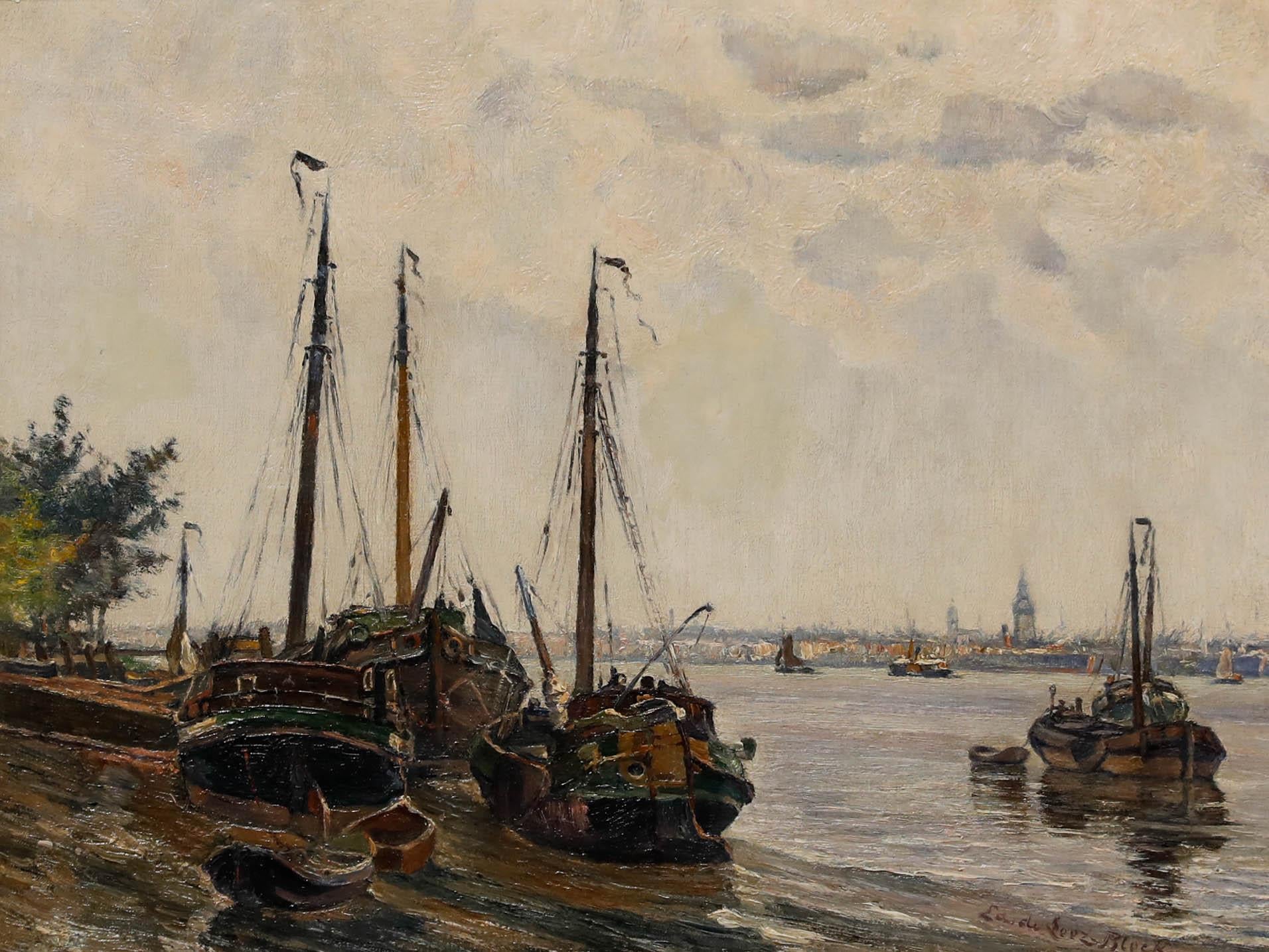 Edward de Looz-Block - Late 19th Century Oil, Leeboard Barges - Painting by Unknown