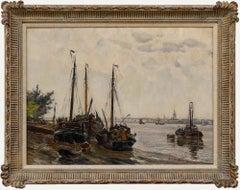 Antique Edward de Looz-Block - Late 19th Century Oil, Leeboard Barges