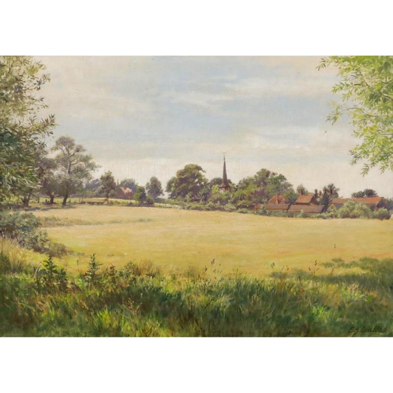 Edward J. Waters - Huile du 20e siècle, Church's, Brentwood - Painting de Unknown